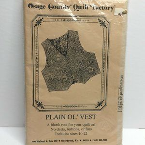 Osage County Quilt Factory Plain Ol Vest Sewing Pattern Craft Sizes 10-22